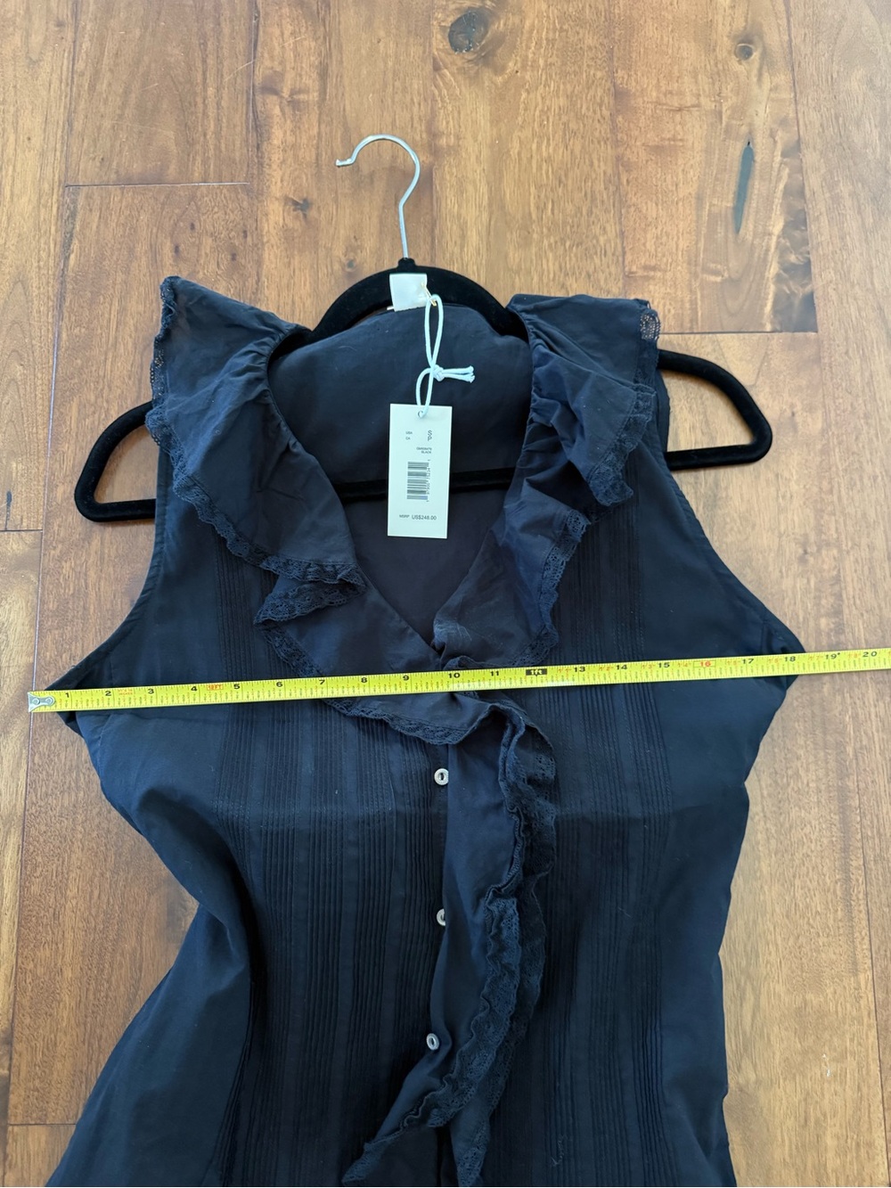 Magaschoni Ruffle Sleeveless Dress Black - Picture 6 of 9
